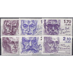 Ecrivains Français timbres de France N°2355-2360 série neuf**. Ecrivains Français timbres de France N°2355-2360 série neuf**.