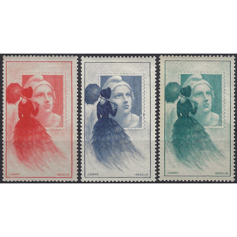 CITEX vignette officielle Marianne de Gandon N°19 en 3 couleurs. CITEX vignette officielle Marianne de Gandon N°19 en 3 couleurs.