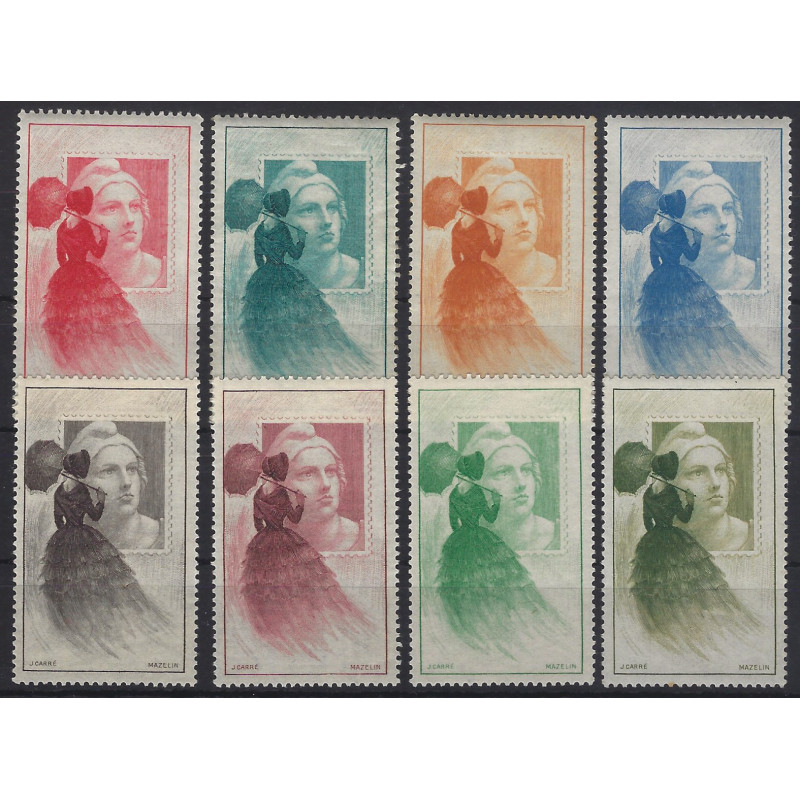 CITEX vignette officielle Marianne de Gandon N°19 en 8 couleurs. CITEX vignette officielle Marianne de Gandon N°19 en 8 couleurs.