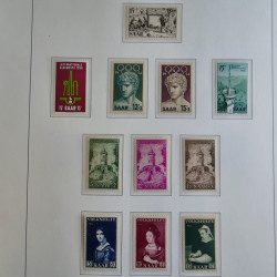 Collection de timbres de Sarre 1920-1959 sur feuilles d'album. Collection de timbres de Sarre 1920-1959 sur feuilles d'album.