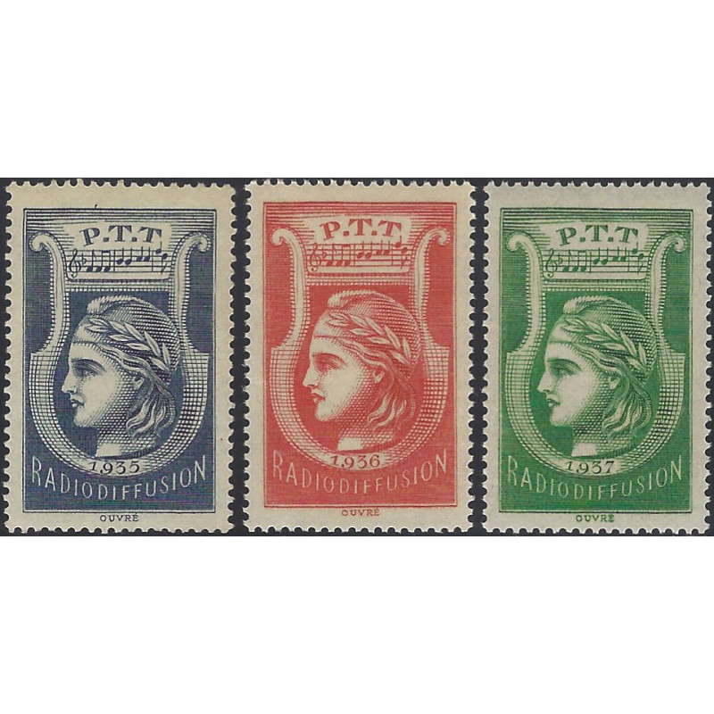 Timbres taxe radiodiffusion de France N°1-3 série neuf**.