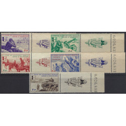 LVF timbres de France N°6-10 série avec vignette numérotée neuf**.