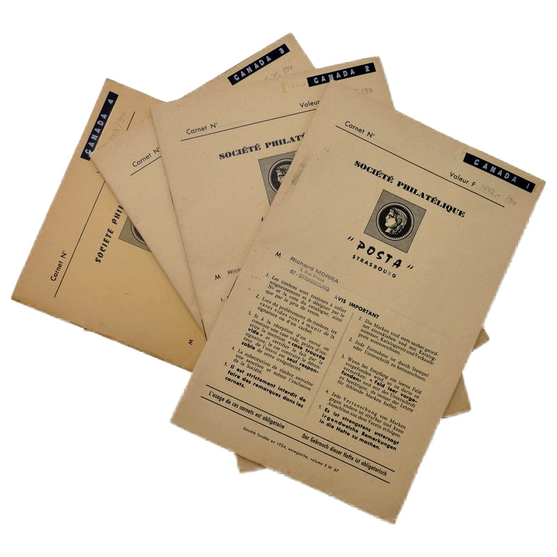 Lot de timbres de Canada 1870-1990 oblitérés en 4 carnets à choix.