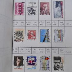 Lot de timbres de Danemark 1864-1997 oblitérés en 3 carnet à choix.
