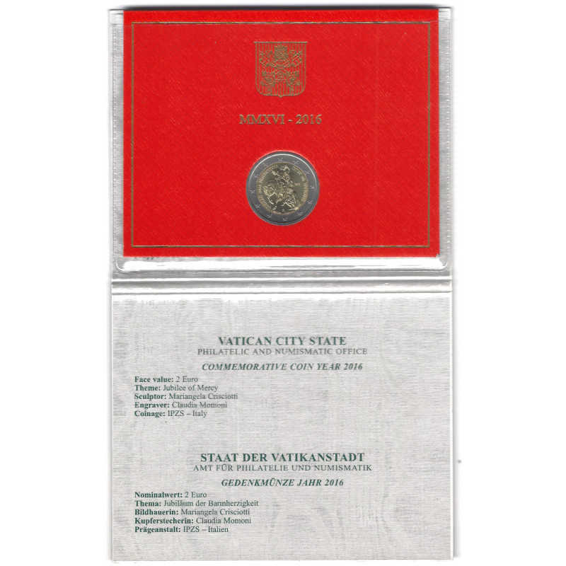 2 euros commémorative Vatican 2016 - Jubilé de la Miséricorde en coffret BU.