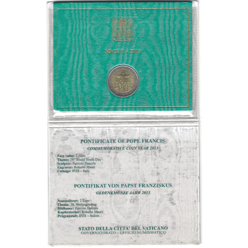 2 euros commémorative Vatican 2013 - GMG à Rio de Janeiro en coffret BU.