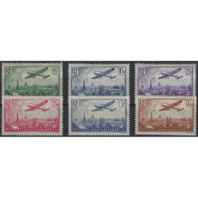 Timbres poste aérienne N°8-13 série Paris neuf*.
