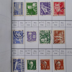 Lot de timbres de Suède 1872-1994 oblitérés en 4 carnets à choix.
