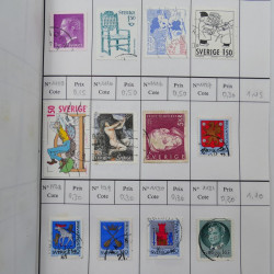 Lot de timbres de Suède 1872-1994 oblitérés en 4 carnets à choix.