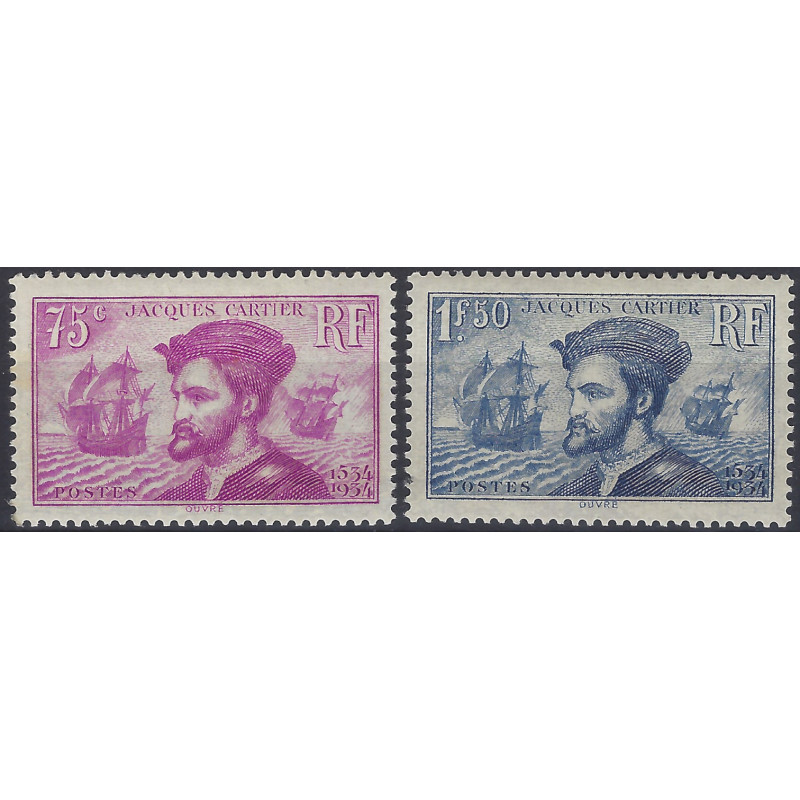 Jacques Cartier timbres de France N°296-297 série neuf**.