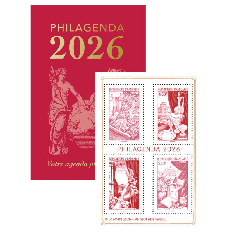 Philagenda 2026 avec bloc spécial Productions françaises de luxe neuf**.