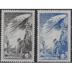 Timbres de bienfaisance PTT pour nos victimes de guerre N°37-38 série neuf**.