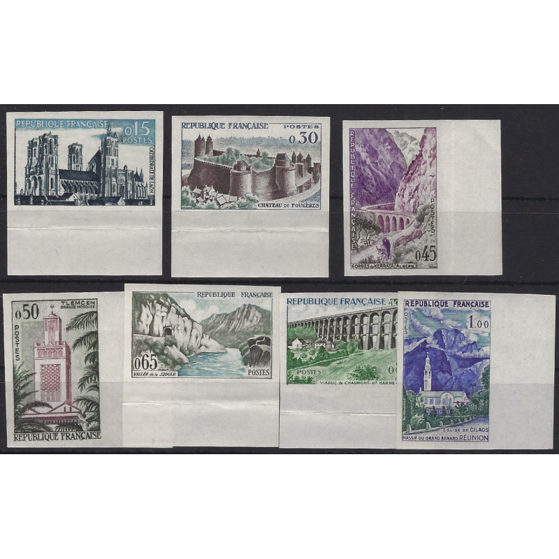 Série touristique timbres de France N°1235-1241 non dentelé neuf**.