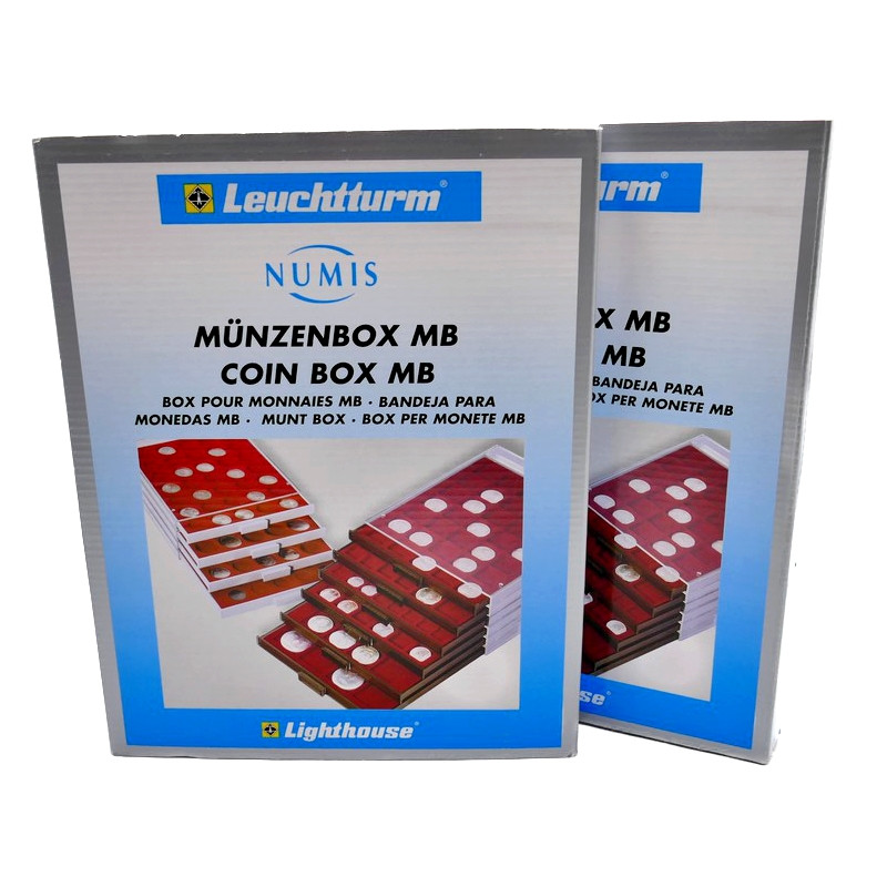 Lot de 2 box monnaies pour séries euros sous capsules Leuchtturm.