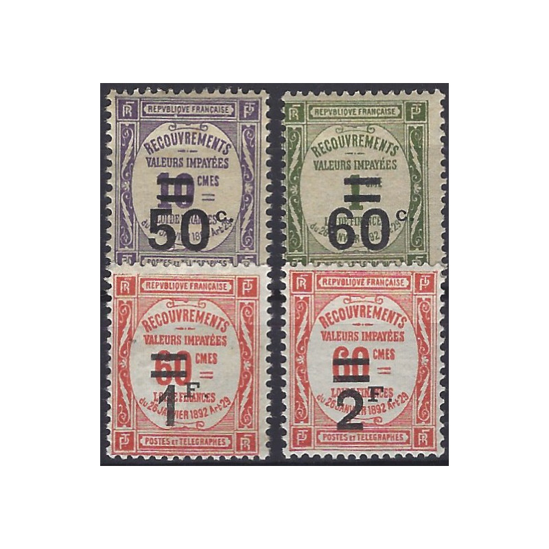 Timbres taxe de France Recouvrements N°51-54 série neuf*.