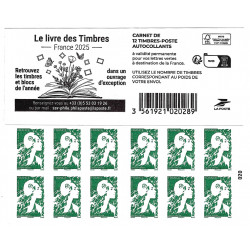Carnet de 12 timbres Marianne de l'avenir - Le Livre des timbres 2025.