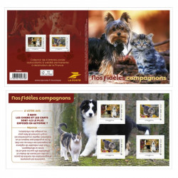 Collector 4 timbres Nos fidèles compagnons chats et chiens.