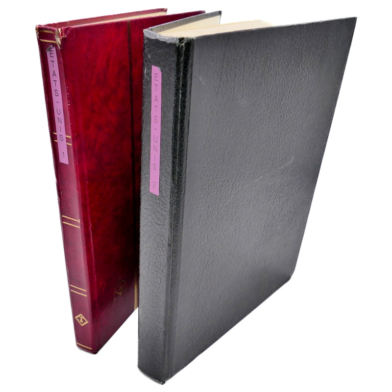 Lot de timbres d'Etats-Unis oblitérés en un deux albums.