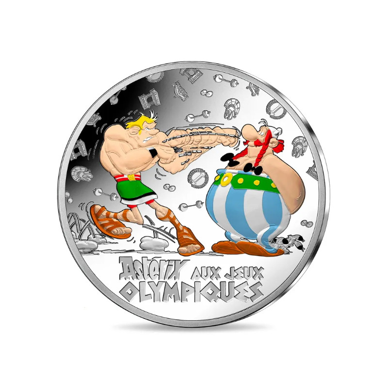 France Astérix aux Jeux Olympiques 10 euros argent colorisée en coffret BE 2024.