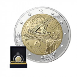 2 euros commémorative France 2024 - Tour Eiffel JO Paris polissage inversé en coffret BE.