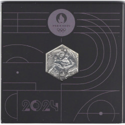 Jeux Olympique Paris 10 euros argent hexagonal en coffret UNC 2024.