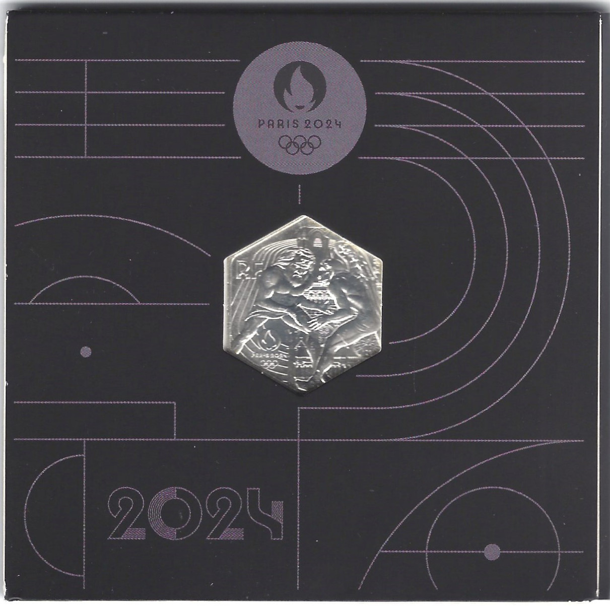 Jeux Olympique Paris 10 euros argent hexagonal en coffret UNC 2024. -  Philantologie