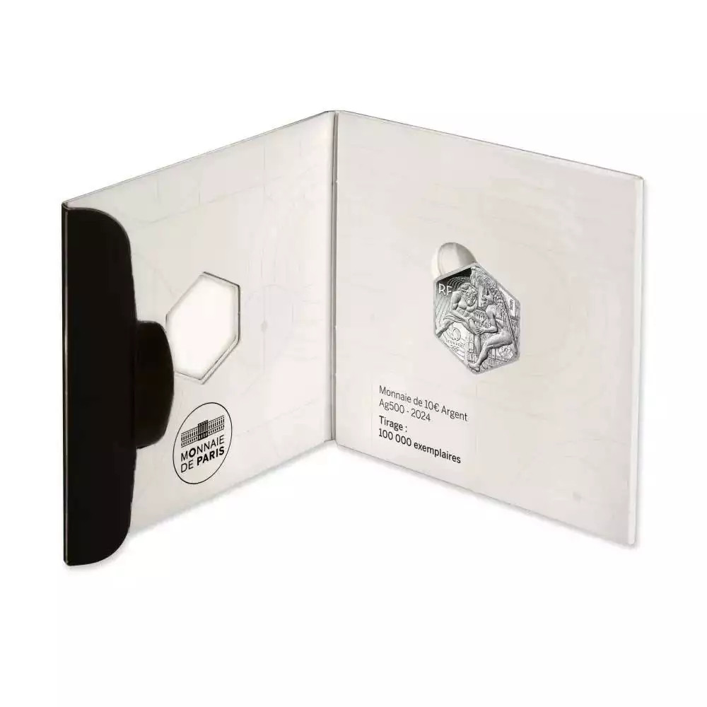 Jeux Olympique Paris 10 euros argent hexagonal en coffret UNC 2024. -  Philantologie