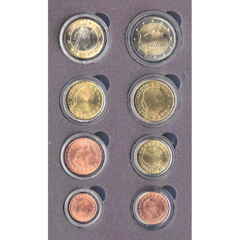 Série complète pièces 1 cent à 2 euros Luxembourg année 2004 UNC.