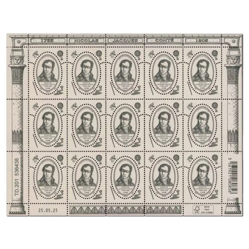 Timbre Nicolas Jacques Conté en feuillet de France N°F194 neuf**.