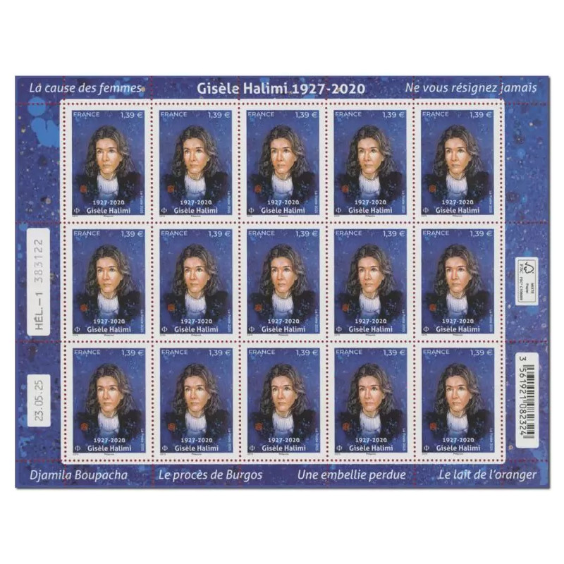 Timbre Gisèle Halimi en feuillet de France N°F195 neuf**.