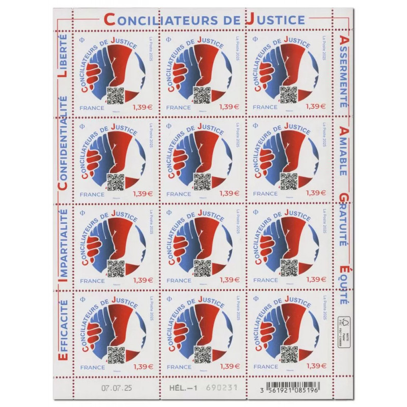 Timbre Conciliateur de Justice en feuillet de France N°F196 neuf**.