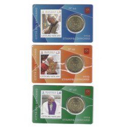 Vatican série de 3 coincards - timbres 50 cents Pape François 2023.