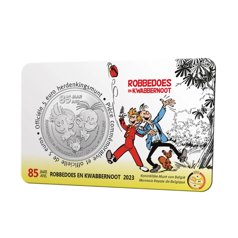 5 euros commémoratives Belgique 2023 Spirou & Fantasio en coincard BU.
