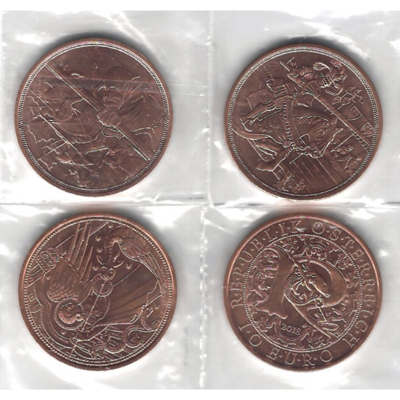 Série de 4 monnaies 10 euros Autriche UNC 2017-2020.