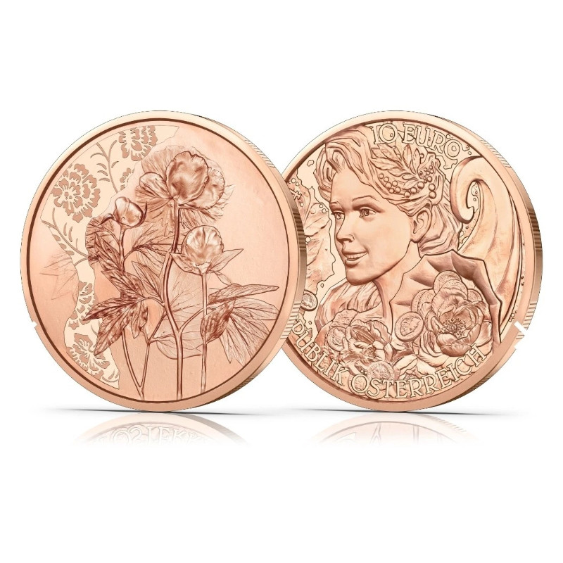 10 euros Autriche Cuivre 2024 - Langage des Fleurs Pivoine UNC.