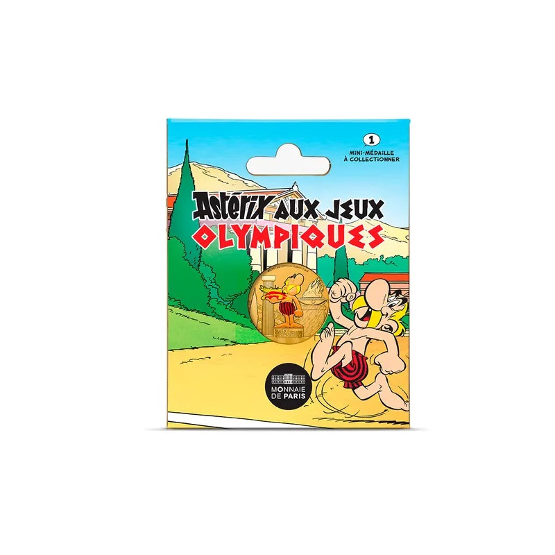 Mini médaille colorisée d'Astérix aux jeux Olympiques 2024.