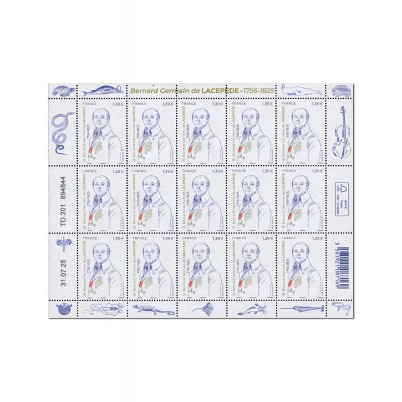 Timbre Bernard Germain de Lacepède en feuillet de France N°F199 neuf**.