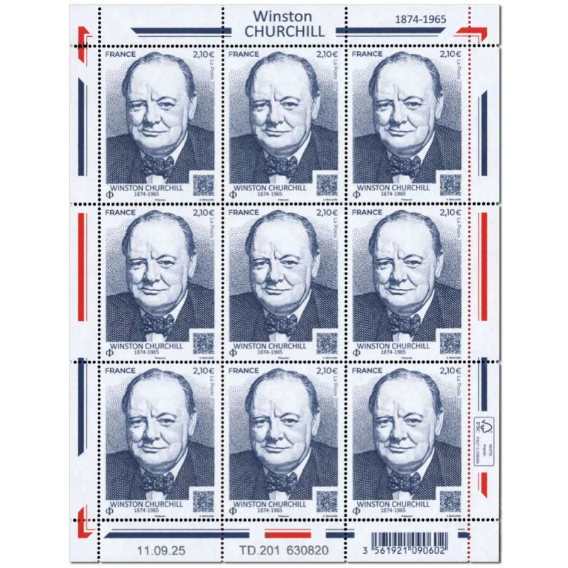 Timbre Winston Churchill en feuillet de France N°F201 neuf**.