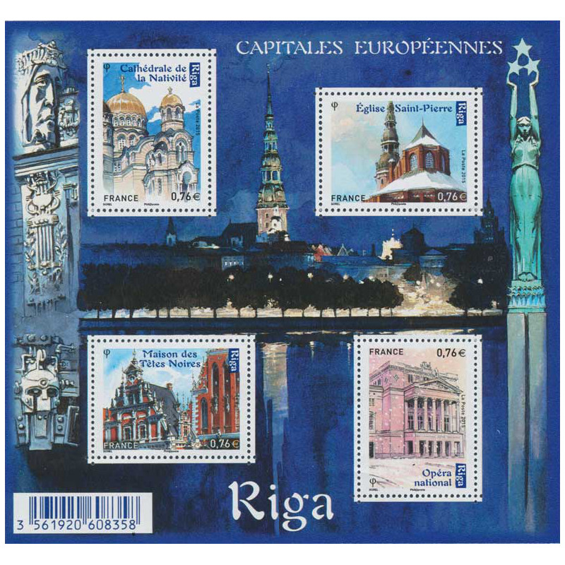 Feuillet de 4 timbres Capitale européenne Riga F4938 neuf**.