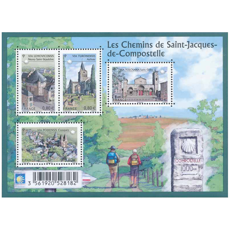 Feuillet de 4 timbres Les Chemins de Saint-Jacques-de-Compostelle F4725 neuf**.