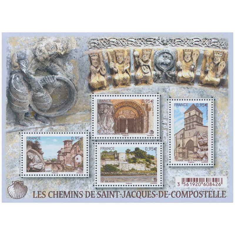 Feuillet de 4 timbres Les Chemins de Saint-Jacques-de-Compostelle F4949 neuf**.
