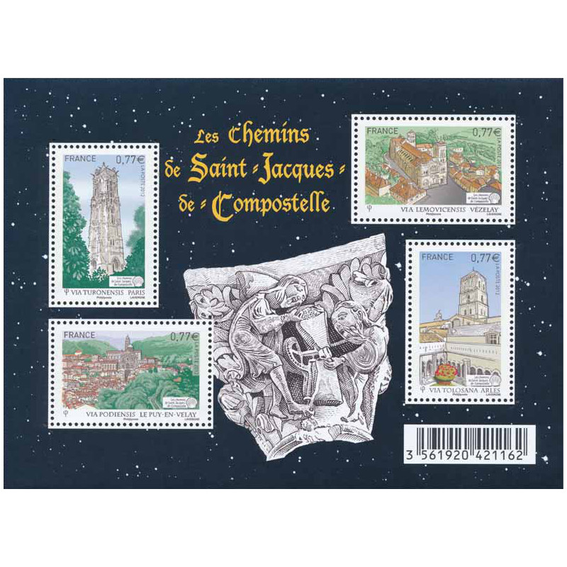 Feuillet de 4 timbres Les Chemins de Saint-Jacques-de-Compostelle F4641 neuf**.