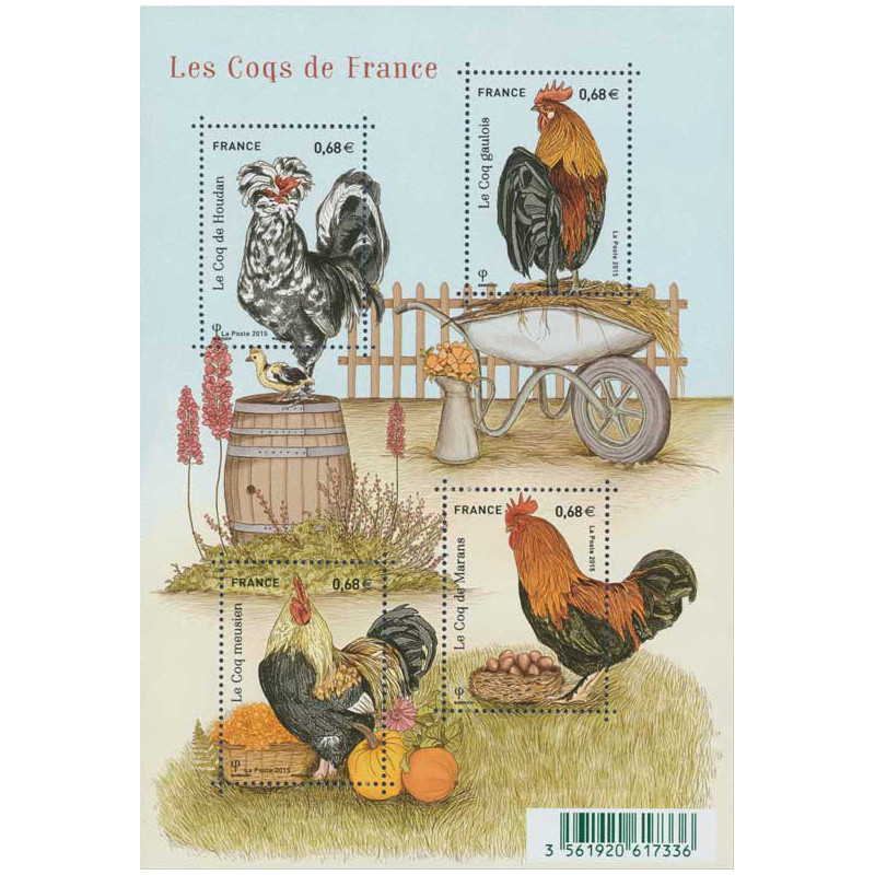 Feuillet de 4 timbres Les Coqs de France N°F5008 neuf**.