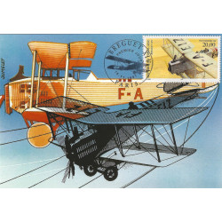Timbre poste aérienne N°61 Breguet XIV oblitéré sur carte maximum.