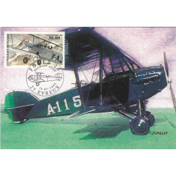 Timbre poste aérienne N°62 Potez 25 oblitéré sur carte maximum.