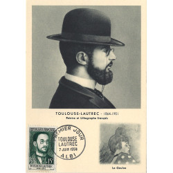 Toulouse Lautrec timbre de France N°1171 oblitéré sur carte maximum.