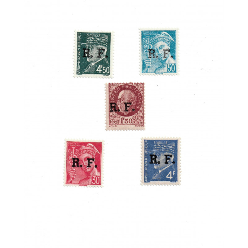 5 timbres de France Libération tous différents.