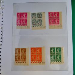 Lot de timbres de France en bloc coin daté 1925-1955 neufs** en un album.