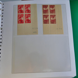 Lot de timbres de France en bloc coin daté 1925-1955 neufs** en un album.