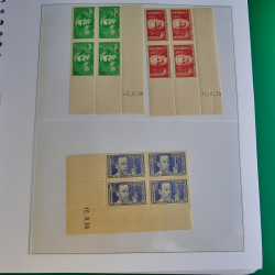 Lot de timbres de France en bloc coin daté 1925-1955 neufs** en un album.